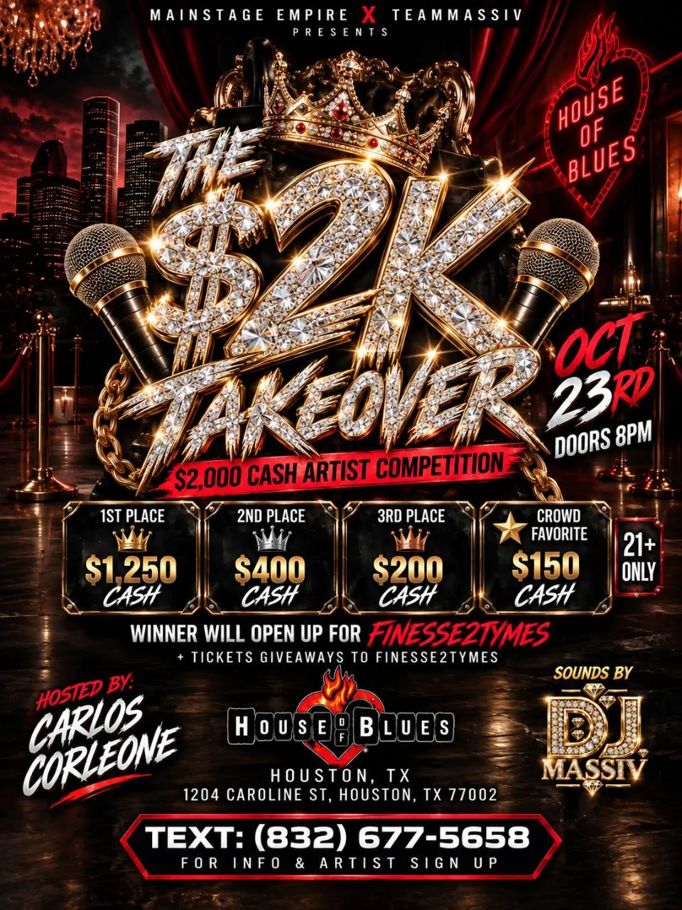 The $2K Takeover artist competition flyer